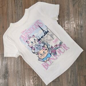 Disney Womens Small Cream Crop Marie Aristocats Bonjour Paris Babydoll‎ Cats 70s